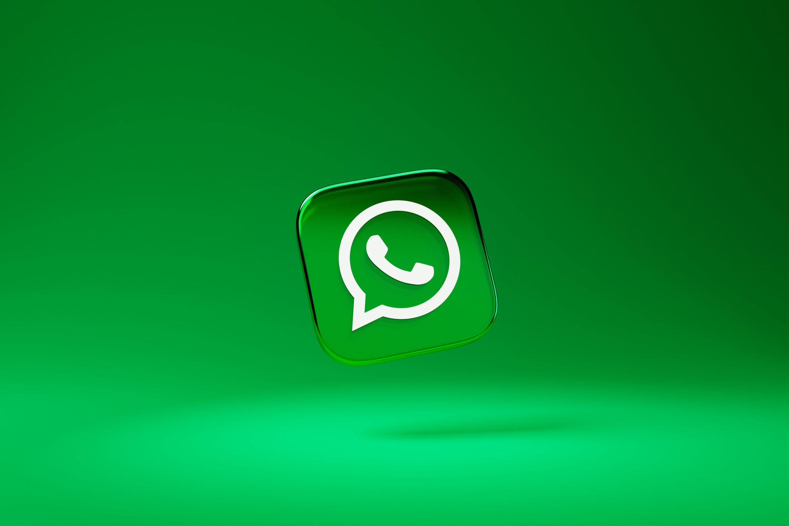 The image you provided features the WhatsApp logo on a clean green background. It depicts a floating icon of the WhatsApp logo, with the signature green color and the white speech bubble design.